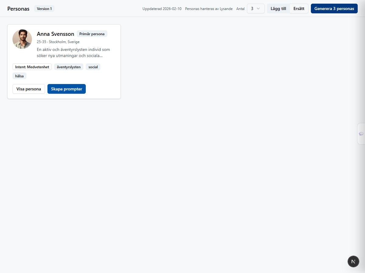 Personas with needs, intents and decision criteria